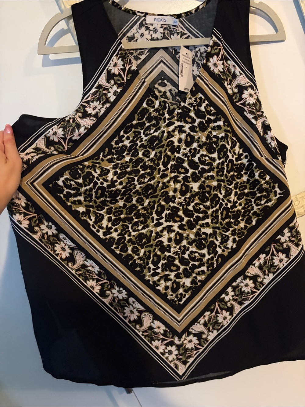 RICKI’S | Black & Olive Green Animal Print Sleeveless Tank - Picture 6 of 12